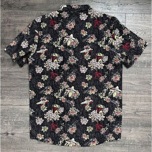 Star Wars Boba Fett Woven Floral Collared Button‎ Shirt Size M - Picture 8 of 8